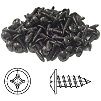 100 tornillos de chapa Phillips alomada con arandela estampada cincado negro 3-9 x 16 mm